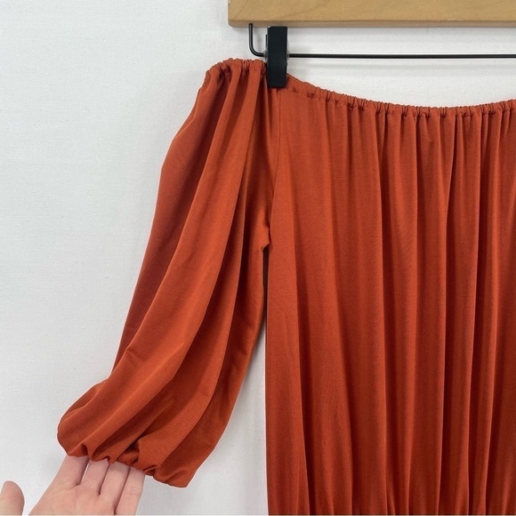 Alexia Admor Dress Women Small Brown Off The Shoulder Maxi Tiered Cocktail Party - Picture 4 of 16